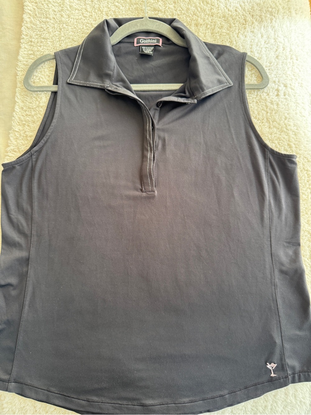 Golftini Women’s Black Sleeveless Golf Polo Top XL Stretch